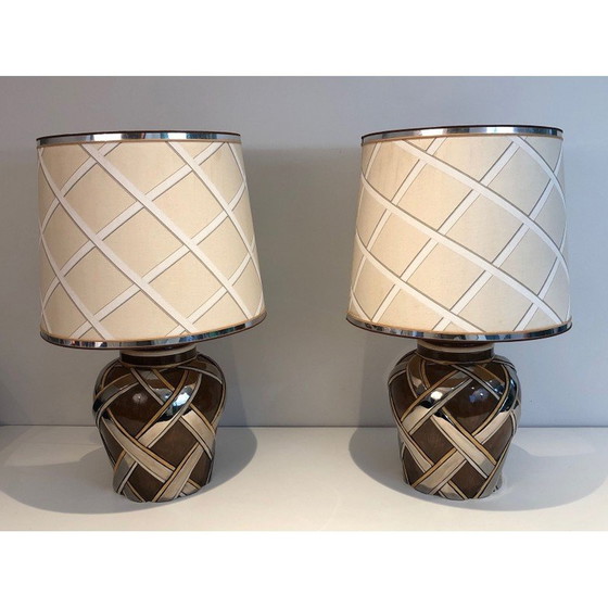 Image 1 of Paire de lampes en céramique vintage, France 1970