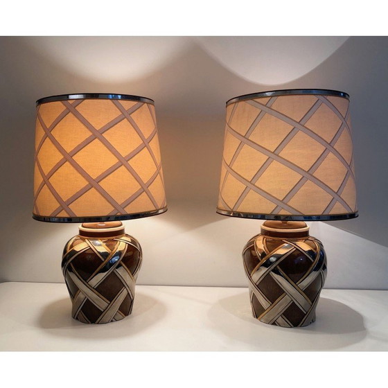 Image 1 of Paire de lampes en céramique vintage, France 1970
