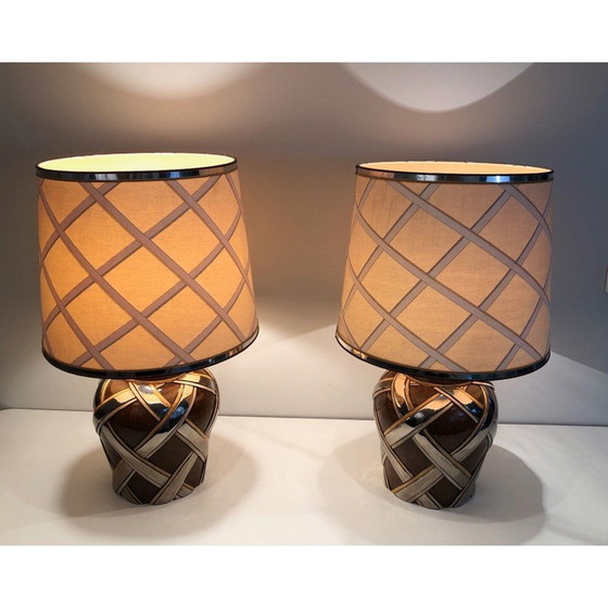 Image 1 of Paire de lampes en céramique vintage, France 1970