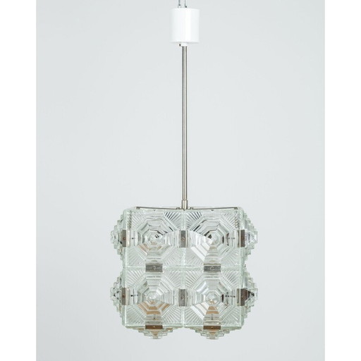 Suspension cubique en verre taillé de Kamenicky Senov, 1950