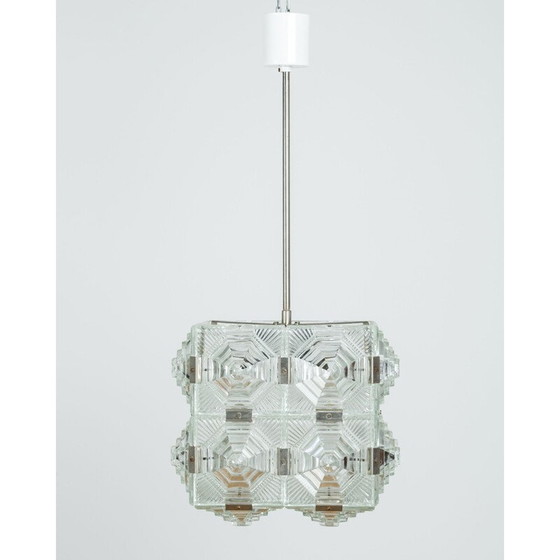 Image 1 of Suspension cubique en verre taillé de Kamenicky Senov, 1950