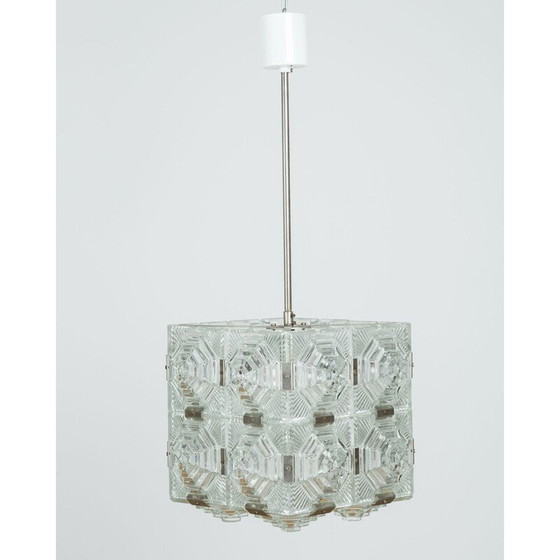 Image 1 of Suspension cubique en verre taillé de Kamenicky Senov, 1950