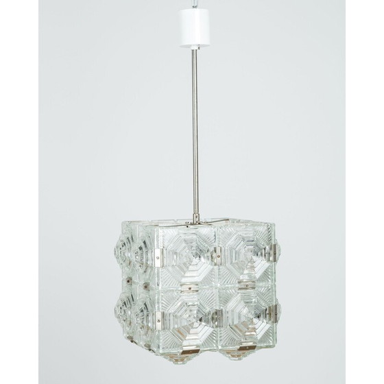 Image 1 of Suspension cubique en verre taillé de Kamenicky Senov, 1950