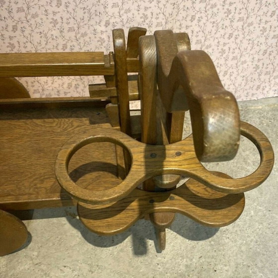 Chariot ou chariot de bar en chêne brutaliste du milieu du siècle dernier, 1950S – Dessertes, Wood (photo 4 of 13)