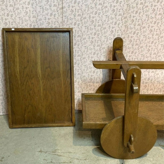 Chariot ou chariot de bar en chêne brutaliste du milieu du siècle dernier, 1950S – Dessertes, Wood (photo 6 of 13)