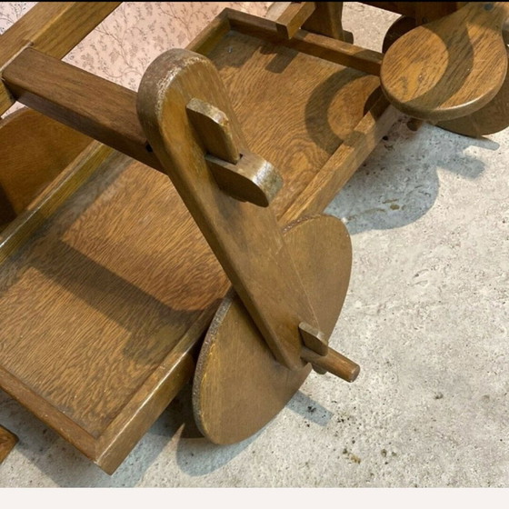 Chariot ou chariot de bar en chêne brutaliste du milieu du siècle dernier, 1950S – Dessertes, Wood (photo 3 of 13)