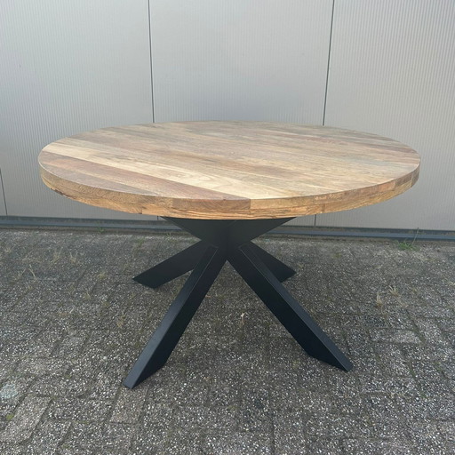 Table de salle à manger Matrix Bois de manguier Naturel Rond 130Cm