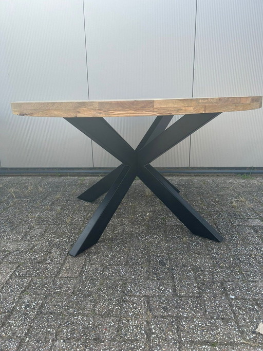 Table de salle à manger Matrix Bois de manguier Naturel Rond 130Cm