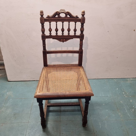 Image 1 of Chaise De Chambre Rotin Et Bois