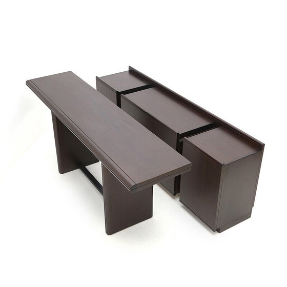 Image 1 of Buffet vintage en bois d'acajou avec table extractible par Giuseppe Scagliotti, 1970