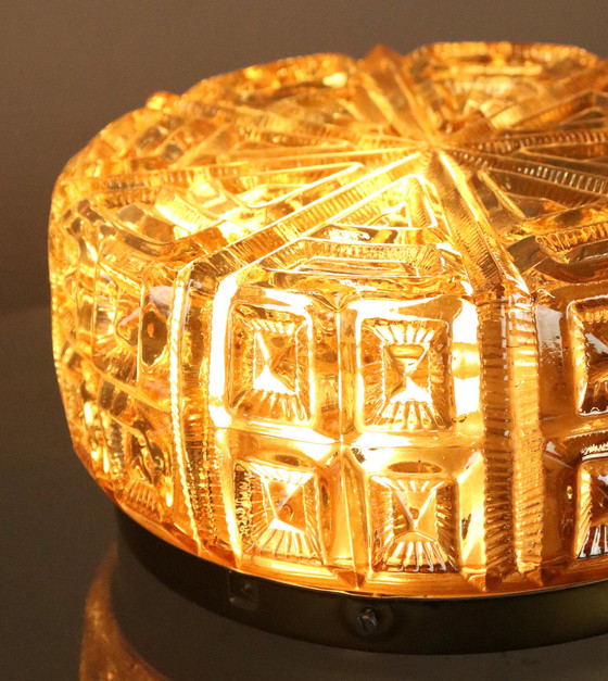 Image 1 of Nos Vintage Amber Ceiling Lamp Plafonnier