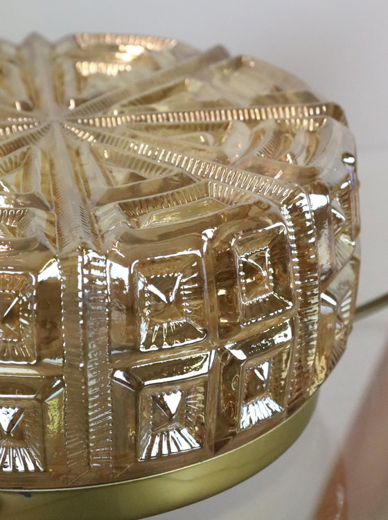 Image 1 of Nos Vintage Amber Ceiling Lamp Plafonnier