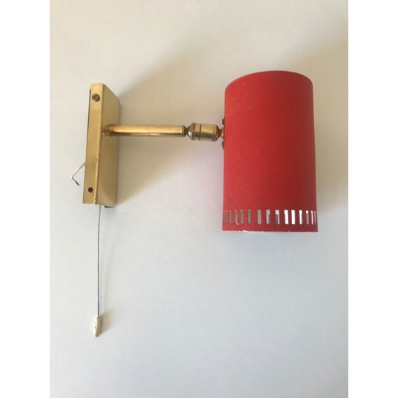 Image 1 of Applique vintage rouge "pipe" en aluminium et laiton