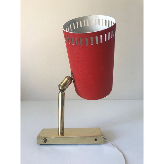 Image 1 of Applique vintage rouge "pipe" en aluminium et laiton