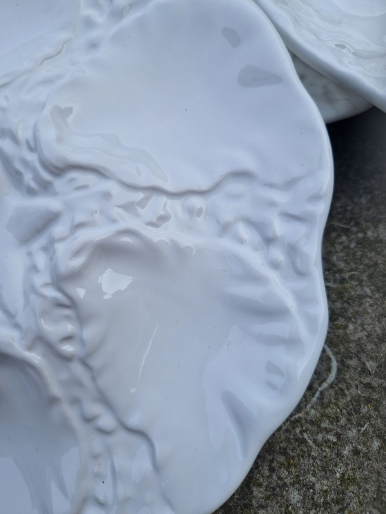 Image 1 of Ensemble de 6 assiettes à huîtres en majolique portugaise