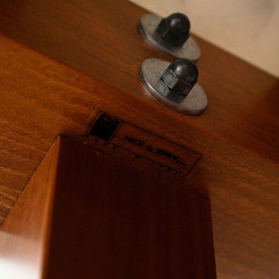 Image 1 of Table haute vintage Neoz en cerisier teinté acajou et marbre blanc de Carrare par Philippe Starck, 1990