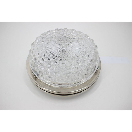 Image 1 of Plafonnier vintage en acier chromé et verre par Pokrok Žilina, Tchécoslovaquie 1970