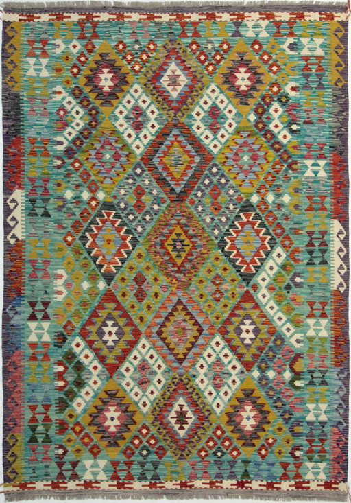 Original Old Style Kelim Afghan 247 X 178 Cm Top condition
