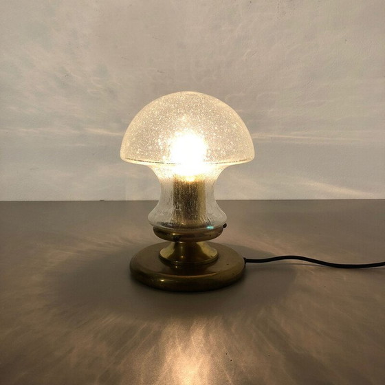 Image 1 of Lampe de table champignon vintage moderniste en verre et laiton par Doria Lights, 1970