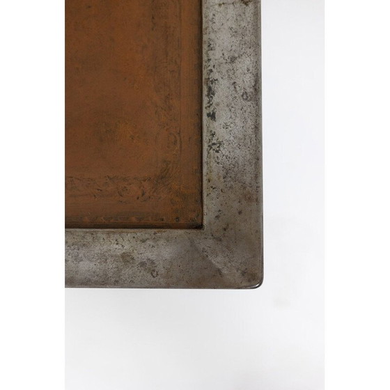 Image 1 of Table basse vintage en fer argenté et cuir, 1970