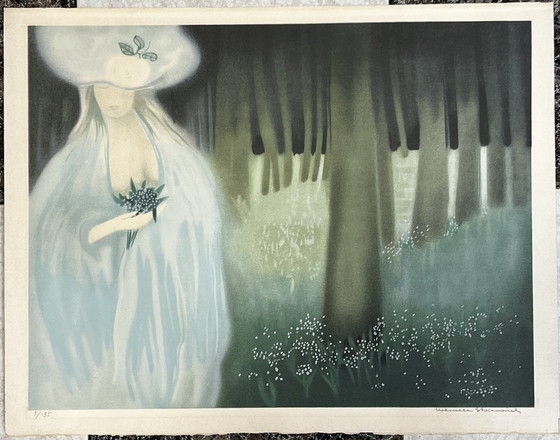 Image 1 of Marcelle Stoianovich, lithographie de l'année 1983 Approx. France, signée et tamponnée au verso