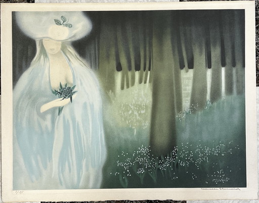 Marcelle Stoianovich, lithographie de l'année 1983 Approx. France, signée et tamponnée au verso