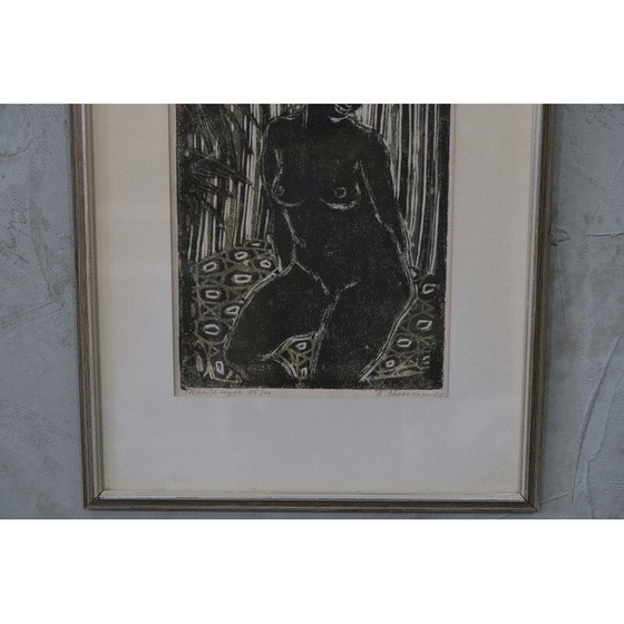 Image 1 of Gravure sur bois moderne de Barbro Cheesman, Suède 1953