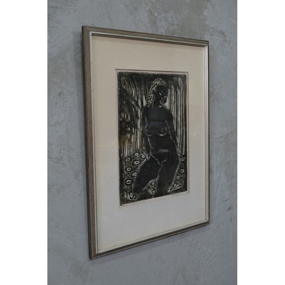 Image 1 of Gravure sur bois moderne de Barbro Cheesman, Suède 1953