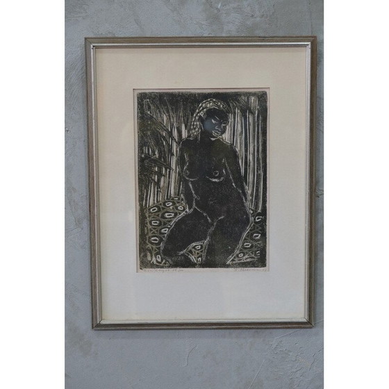 Image 1 of Gravure sur bois moderne de Barbro Cheesman, Suède 1953