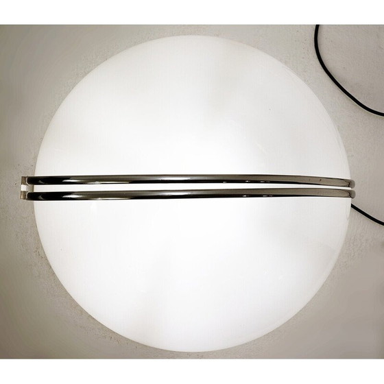 Image 1 of Lampe de table du milieu du siècle en verre opalin et chrome par Angelo Mangiarotti, Italie 1970