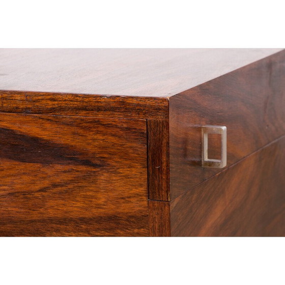 Image 1 of Table basse vintage à roulettes en bois de rose et métal chromé, Danemark 1960