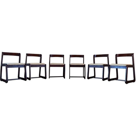 Image 1 of Ensemble de 6 chaises de salle à manger en hêtre vintage par Mario Sabot, italien, années 1970