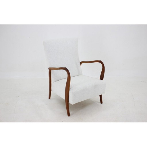 Fauteuil vintage en tissu bouclé blanc, Italie, années 1960