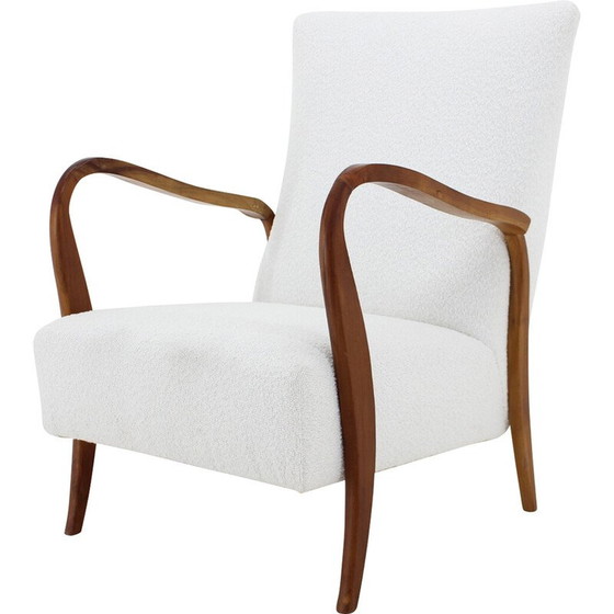 Image 1 of Fauteuil vintage en tissu bouclé blanc, Italie, années 1960