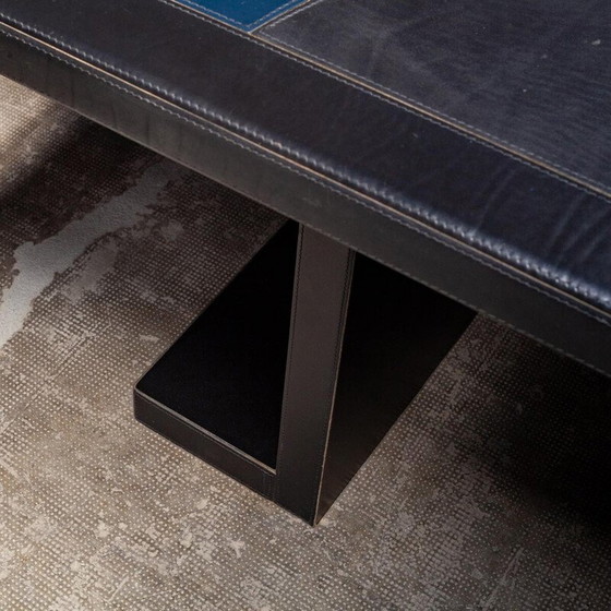 Image 1 of Fauteuils vintage avec ottoman en cuir marron par Giovanni Offredi pour Saporiti, Italie 1970