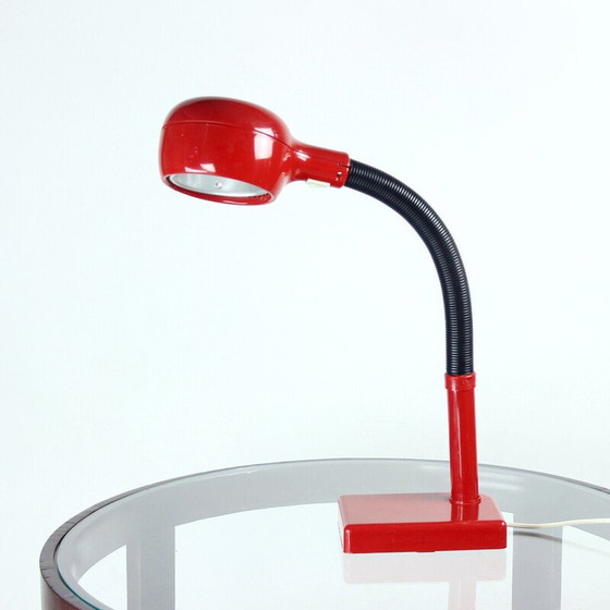 Image 1 of Lampe de table vintage en plastique rouge de l'ère spatiale, Hongrie 1960