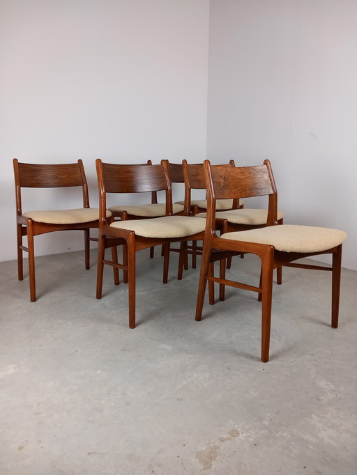 6x Chaises de salle à manger en bois de rose Mid Century Danish Design