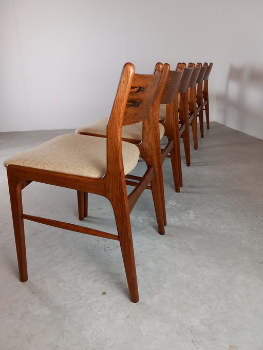 6x Chaises de salle à manger en bois de rose Mid Century Danish Design