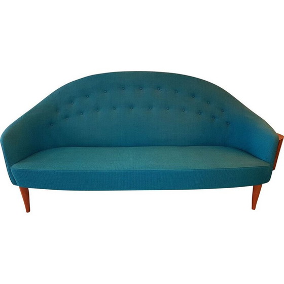 Image 1 of Canapé vintage Paradiset de Triva en tissu bleu turquoise années 1950