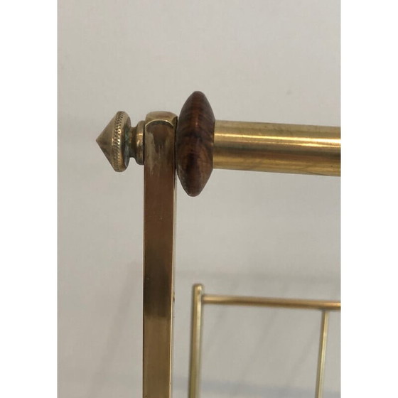 Image 1 of Porte-revues vintage en laiton et bois, 1960