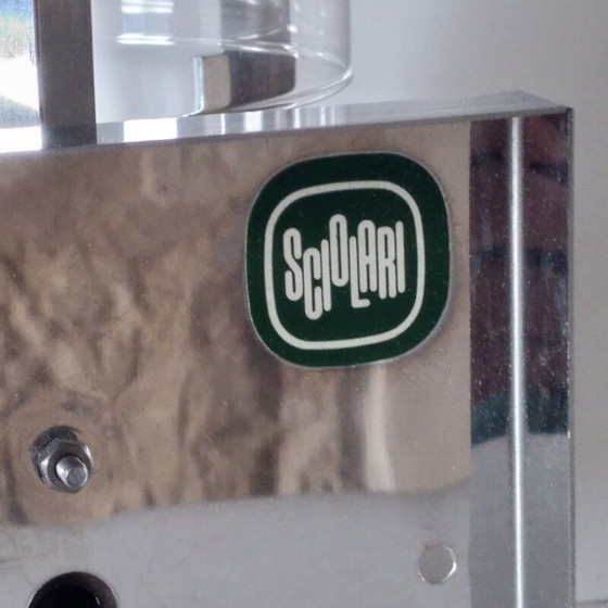 Image 1 of Applique triangulaire vintage en laiton et verre par Gaetano Sciolari