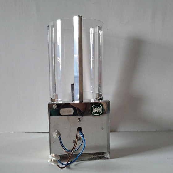 Image 1 of Applique triangulaire vintage en laiton et verre par Gaetano Sciolari