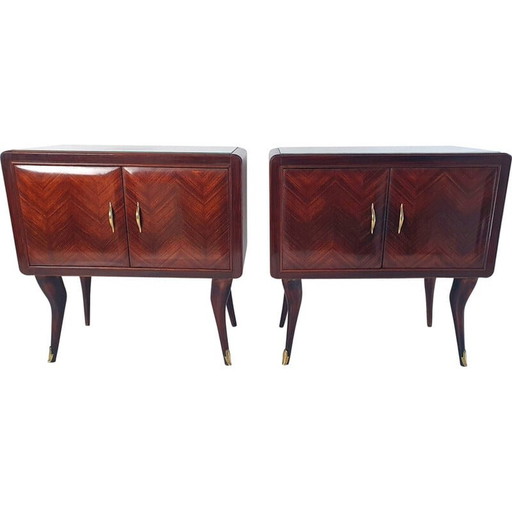 Paire de tables de nuit vintage en noyer, Italie années 1950