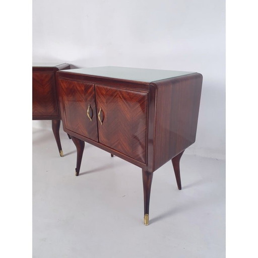 Paire de tables de nuit vintage en noyer, Italie années 1950