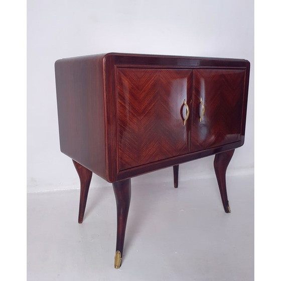 Image 1 of Paire de tables de nuit vintage en noyer, Italie années 1950