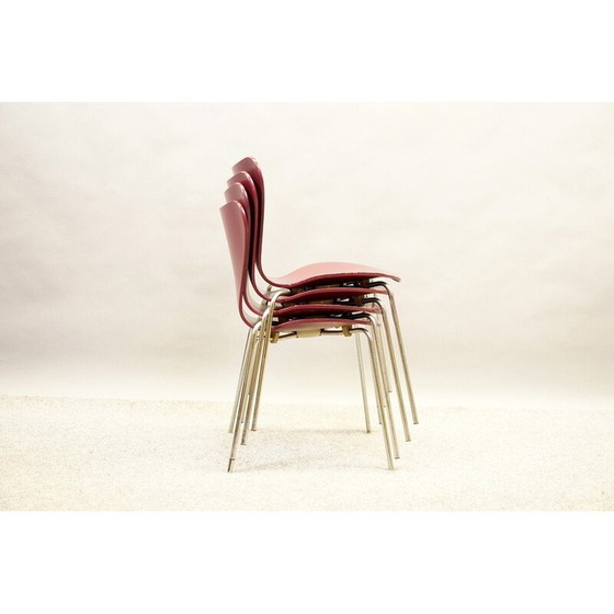 Image 1 of Ensemble de 4 chaises en bois vintage modèle 3107 par Arne Jacobsen pour Fritz Hansen, Danemark 1959