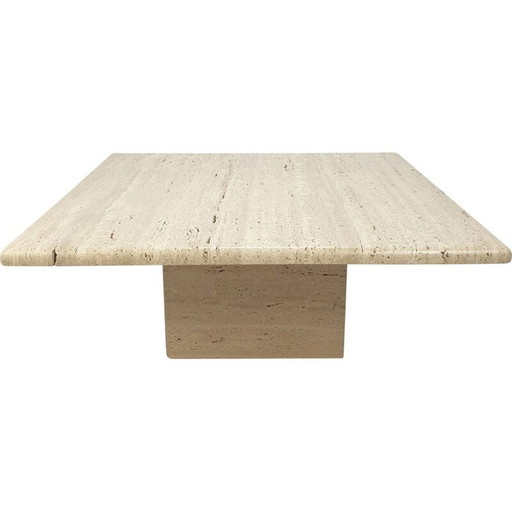 Table basse vintage en travertin, Italie 1980