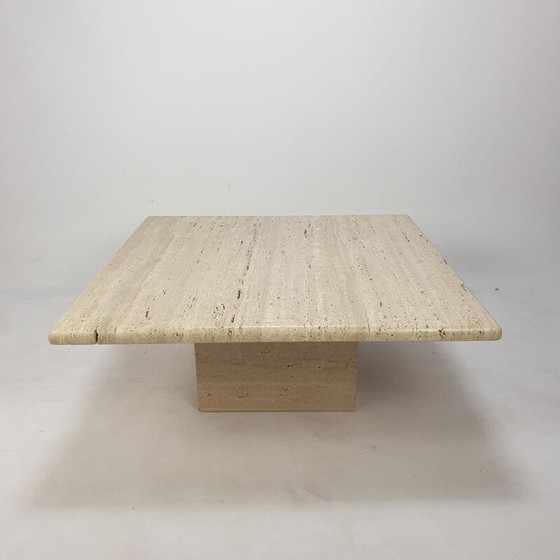 Image 1 of Table basse vintage en travertin, Italie 1980