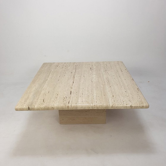 Image 1 of Table basse vintage en travertin, Italie 1980