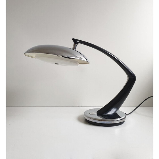 Image 1 of Lampe de table vintage noire et chromée par Fase, 1960